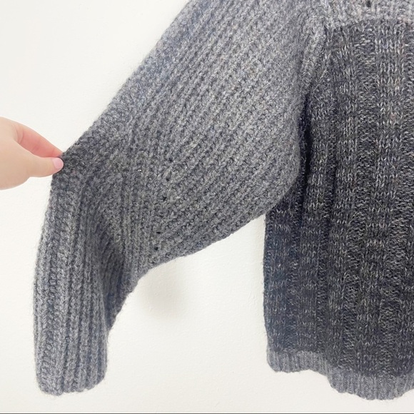 Isabel Marant Etoile Romer Crew Neck Cable Sweater Gray Black Wool Alpaca Warm - Picture 4 of 7